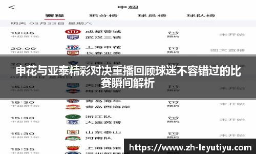 申花与亚泰精彩对决重播回顾球迷不容错过的比赛瞬间解析
